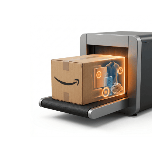 Analyse fiche produit Amazon - vignette service colis dans scanner rayons X audit listing AmZ Impulsion